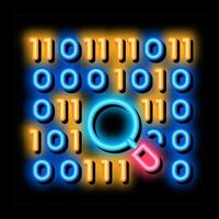 ricerca binario codice neon splendore icona illustrazione vettore