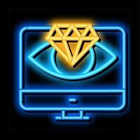 diamante visione computer schermo neon splendore icona illustrazione vettore