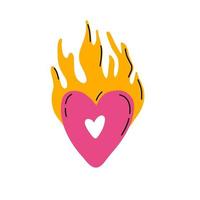 mano disegnato di moda cuore nel fuoco vettore illustrazione.