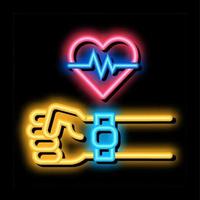 orologio misurazione battito cardiaco neon splendore icona illustrazione vettore