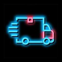 webshop consegna neon splendore icona illustrazione vettore