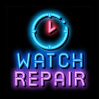 orologio riparazione logo neon splendore icona illustrazione vettore