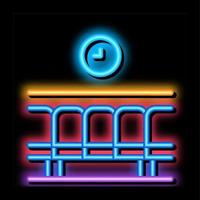 ferrovia stazione in attesa posti a sedere neon splendore icona illustrazione vettore