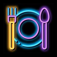 piatto forchetta e cucchiaio neon splendore icona illustrazione vettore