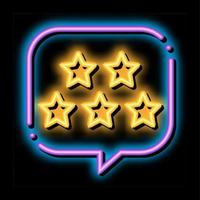 cinque stelle nel testo scatola telaio neon splendore icona illustrazione vettore