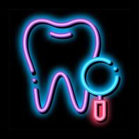 dentista stomatologia dente indagine neon splendore icona illustrazione vettore