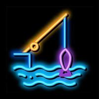 pesca asta neon splendore icona illustrazione vettore