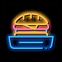 hamburger veloce cibo neon splendore icona illustrazione vettore