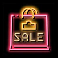 vendita carta Borsa neon splendore icona illustrazione vettore