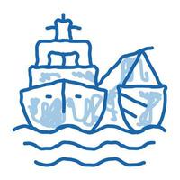 pesca nave scarabocchio icona mano disegnato illustrazione vettore