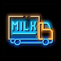 camion con latte neon splendore icona illustrazione vettore