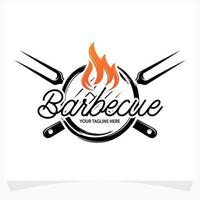 caldo bbq bistecca griglia Casa logo design modello vettore