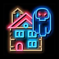 Casa con fantasmi neon splendore icona illustrazione vettore