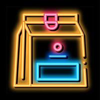 carta Borsa con cibo neon splendore icona illustrazione vettore