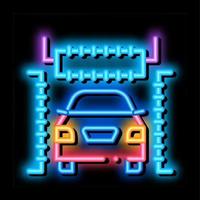 automatico auto lavare neon splendore icona illustrazione vettore