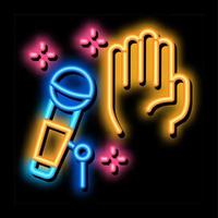 fermare karaoke neon splendore icona illustrazione vettore