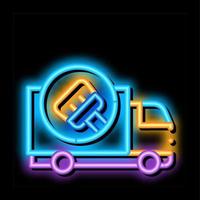 pulizia camion neon splendore icona illustrazione vettore