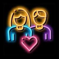 amorevole famiglia neon splendore icona illustrazione vettore