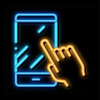 mano toccare Telefono neon splendore icona illustrazione vettore