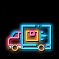 Corriere camion neon splendore icona illustrazione vettore