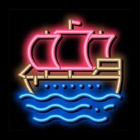 pirata vela barca neon splendore icona illustrazione vettore