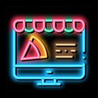 Pizza luogo ordine neon splendore icona illustrazione vettore