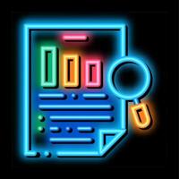 ricerca documento neon splendore icona illustrazione vettore