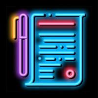 accordo penna neon splendore icona illustrazione vettore