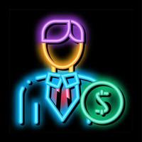 investitore i soldi neon splendore icona illustrazione vettore
