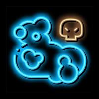 morto cranio Fumo neon splendore icona illustrazione vettore