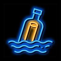 Messaggio nel bottiglia neon splendore icona illustrazione vettore