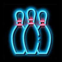 bowling birilli neon splendore icona illustrazione vettore