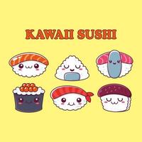 kawaii cartone animato Sushi personaggio vettore illustrazione