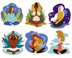meditazione e yoga, gli sport e benessere vettore