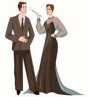 uomo e donna indossare Vintage ▾ elegante Abiti vettore