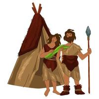 preistorico cultura, antico uomo e donna di capanna vettore