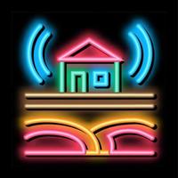 sismico onda Residenziale edificio neon splendore icona illustrazione vettore