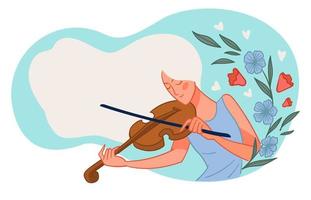 donna giocando violino, violinista con strumento vettore