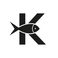 lettera K pesce logo, oceano logo vettore modello