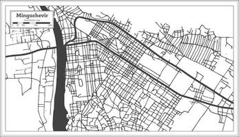 mingachevir azerbaijan città carta geografica nel nero e bianca colore nel retrò stile isolato su bianca. vettore