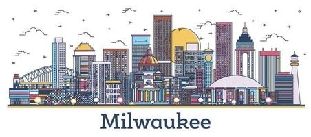 schema Milwaukee Wisconsin città orizzonte con colorato edifici isolato su bianca. vettore