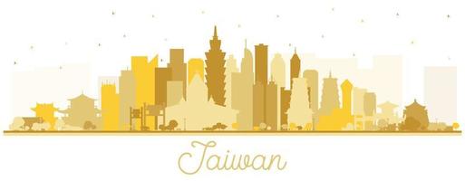 Taiwan città orizzonte silhouette con d'oro edifici isolato su bianca. vettore