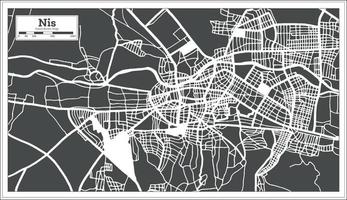 nis Serbia città carta geografica nel nero e bianca colore nel retrò stile. schema carta geografica. vettore