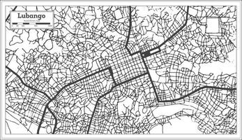 Lubango angola città carta geografica nel nero e bianca colore nel retrò stile isolato su bianca. vettore