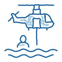 elicottero salvare su mare scarabocchio icona mano disegnato illustrazione vettore