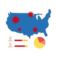 mappa degli Stati Uniti con l'icona di infografica di coronavirus vettore