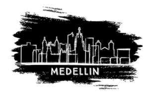 medellin Colombia città orizzonte silhouette. mano disegnato schizzo. vettore