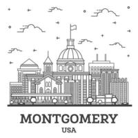 schema montgomery Alabama Stati Uniti d'America città orizzonte con moderno edifici isolato su bianca. vettore