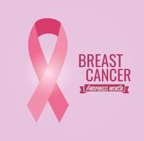 poster del mese di consapevolezza del cancro al seno con nastro rosa vettore