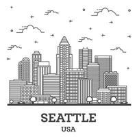 schema Seattle Washington Stati Uniti d'America città orizzonte con moderno edifici isolato su bianca. vettore